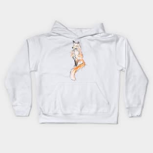 Fox - oil painting Kids Hoodie